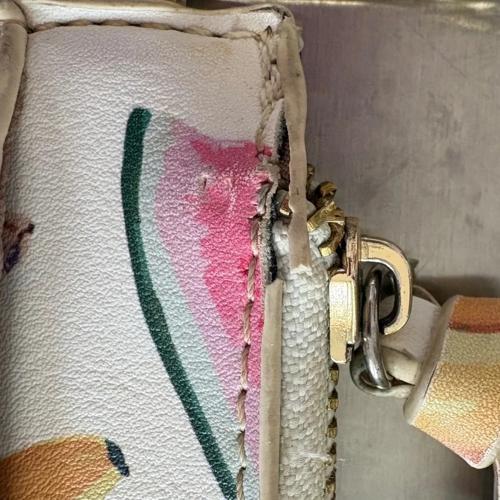 Charming‎ Charlie Fruit Print Wristlet Clutch White Watermelon Pineapple Banana